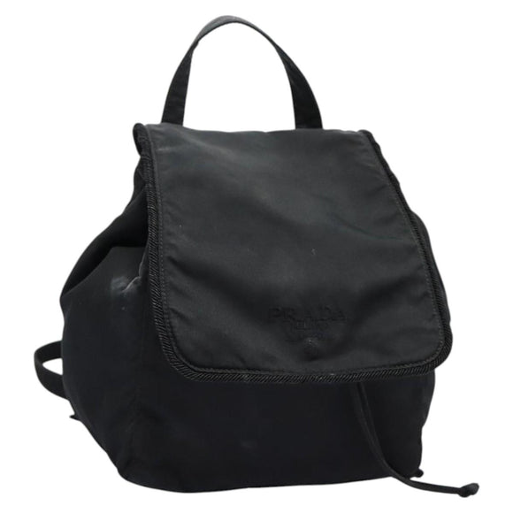 PRADA Backpack Nylon Black Gold Auth bs22978