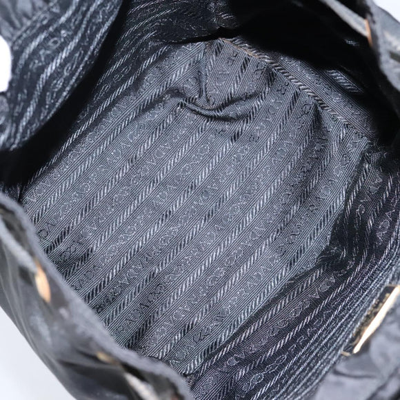 PRADA Backpack Nylon Black Gold Auth bs22978