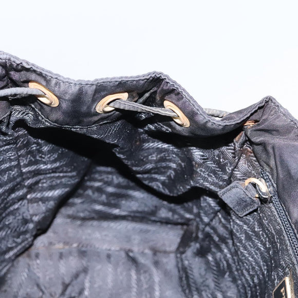 PRADA Backpack Nylon Black Gold Auth bs22978