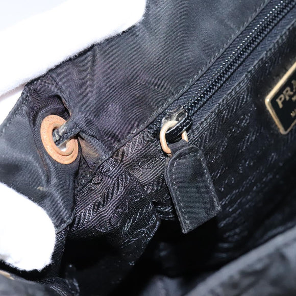 PRADA Backpack Nylon Black Gold Auth bs22978