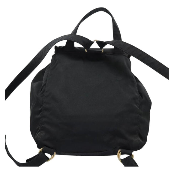 PRADA Backpack Nylon Black Gold Auth bs22978