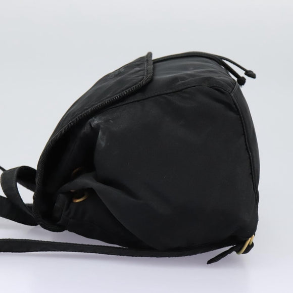 PRADA Backpack Nylon Black Gold Auth bs22978