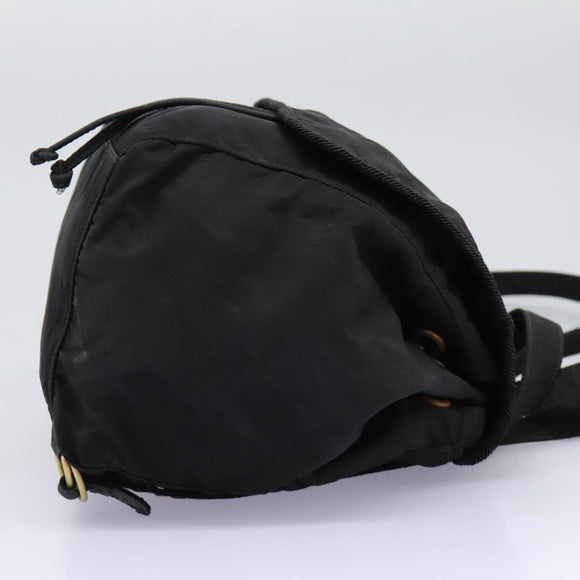 PRADA Backpack Nylon Black Gold Auth bs22978