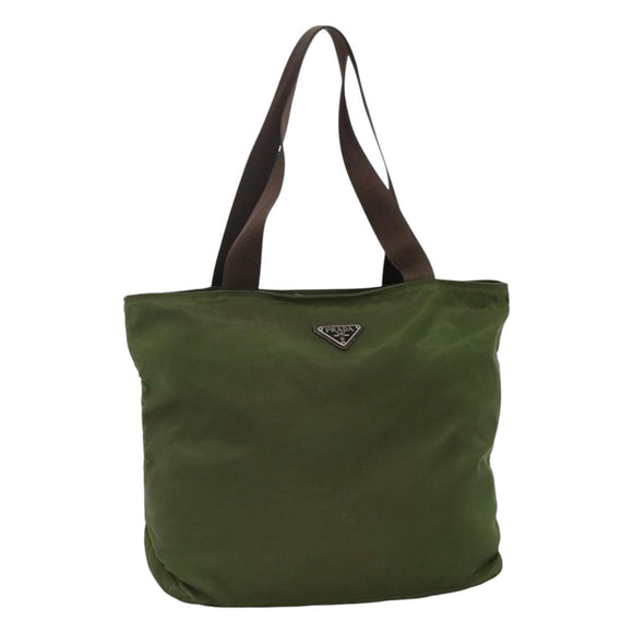 PRADA Tote Bag Nylon Khaki Auth bs22979