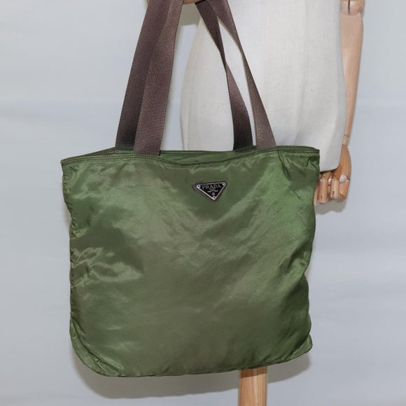 PRADA Tote Bag Nylon Khaki Auth bs22979