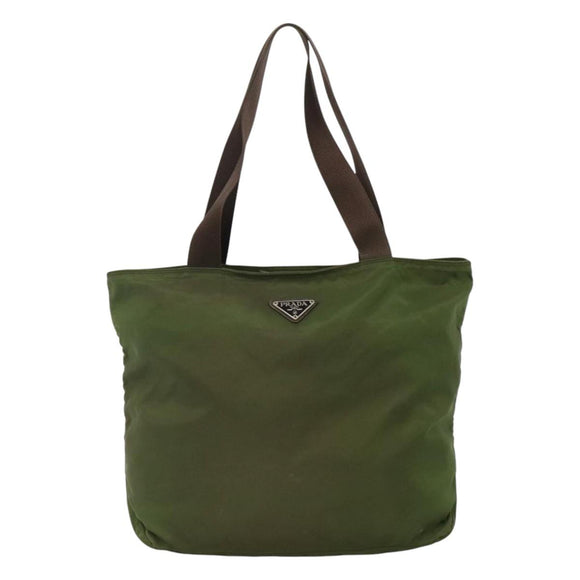 PRADA Tote Bag Nylon Khaki Auth bs22979