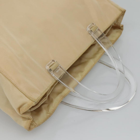 PRADA Hand Bag Nylon Plastic Beige Clear Auth bs22980