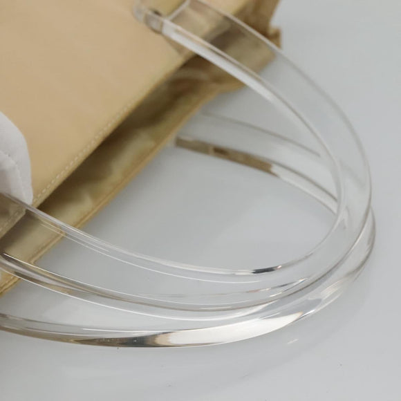 PRADA Hand Bag Nylon Plastic Beige Clear Auth bs22980