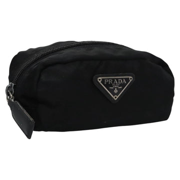 PRADA Pouch Nylon Black Silver Auth bs22990