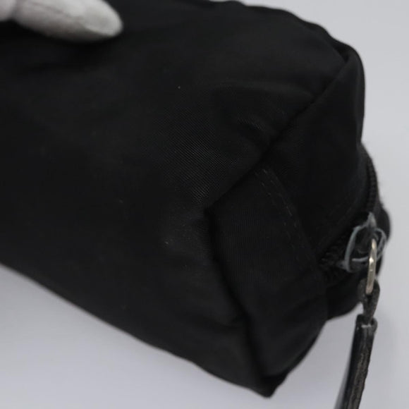PRADA Pouch Nylon Black Silver Auth bs22990