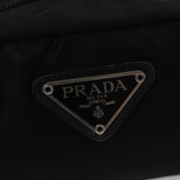 PRADA Pouch Nylon Black Silver Auth bs22990