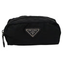PRADA Pouch Nylon Black Silver Auth bs22990-13