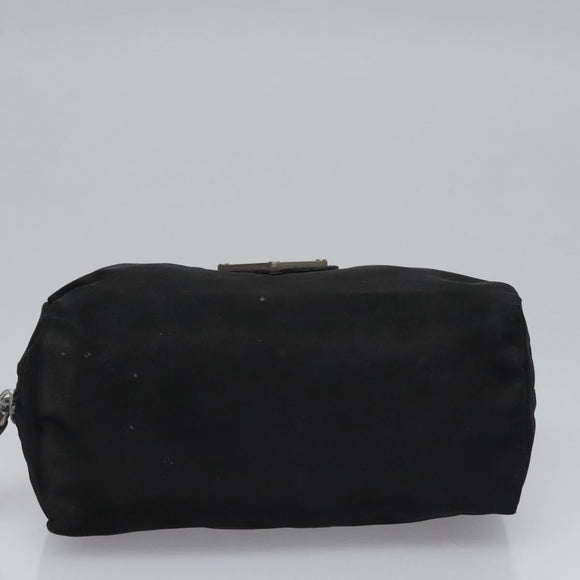 PRADA Pouch Nylon Black Silver Auth bs22990