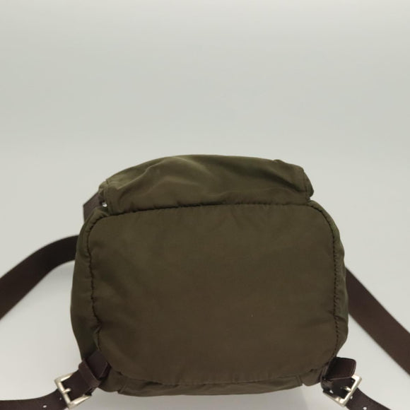 PRADA Backpack Nylon Khaki Silver Auth bs22991