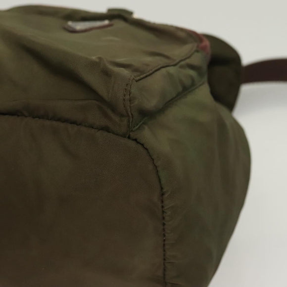 PRADA Backpack Nylon Khaki Silver Auth bs22991
