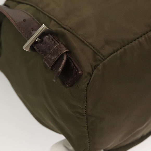 PRADA Backpack Nylon Khaki Silver Auth bs22991