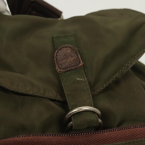 PRADA Backpack Nylon Khaki Silver Auth bs22991