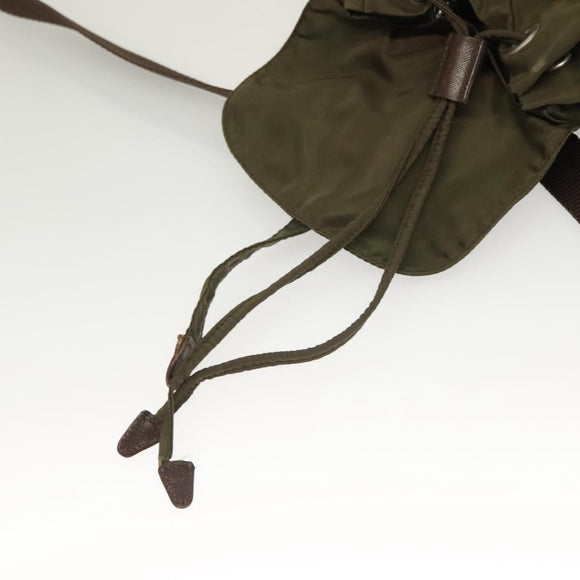 PRADA Backpack Nylon Khaki Silver Auth bs22991