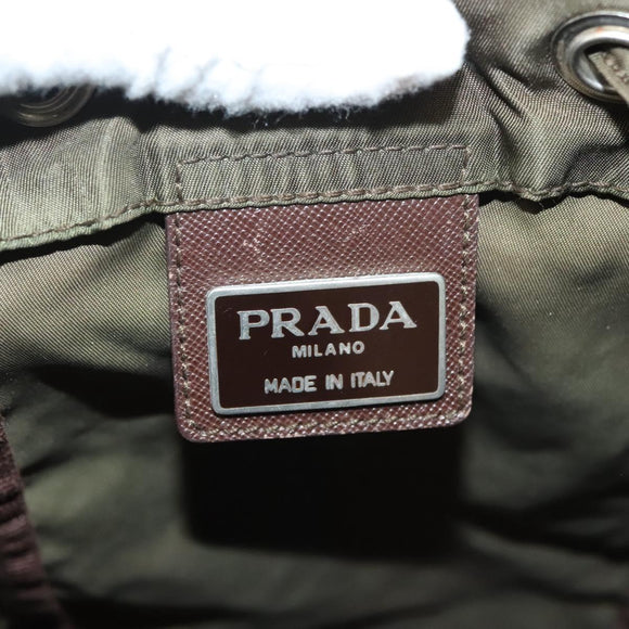 PRADA Backpack Nylon Khaki Silver Auth bs22991