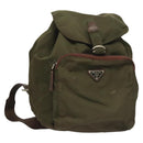 PRADA Backpack Nylon Khaki Silver Auth bs22991-1