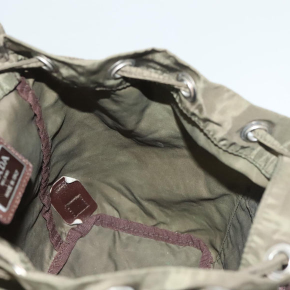 PRADA Backpack Nylon Khaki Silver Auth bs22991
