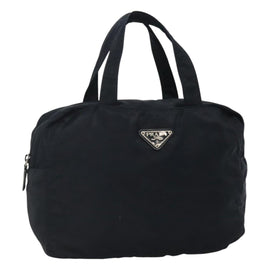 PRADA Hand Bag Nylon Navy Silver Auth bs22993