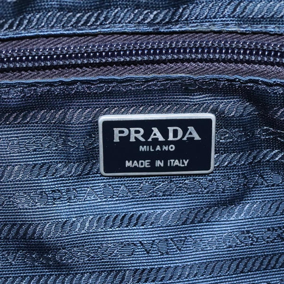 PRADA Hand Bag Nylon Navy Silver Auth bs22993