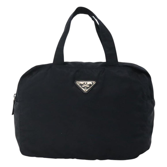 PRADA Hand Bag Nylon Navy Silver Auth bs22993