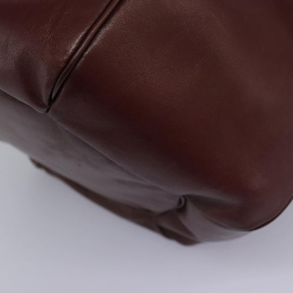 CARTIER Must Line Shoulder Bag Leather Bordeaux Gold Auth bs22994