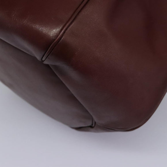 CARTIER Must Line Shoulder Bag Leather Bordeaux Gold Auth bs22994