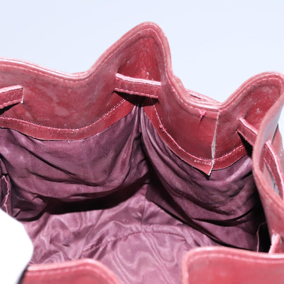 CARTIER Must Line Shoulder Bag Leather Bordeaux Gold Auth bs22994