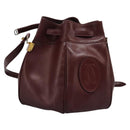 CARTIER Must Line Shoulder Bag Leather Bordeaux Gold Auth bs22994-1