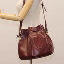 CARTIER Must Line Shoulder Bag Leather Bordeaux Gold Auth bs22994-21