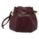 CARTIER Must Line Shoulder Bag Leather Bordeaux Gold Auth bs22994-2