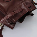 CARTIER Must Line Shoulder Bag Leather Bordeaux Gold Auth bs22994-6