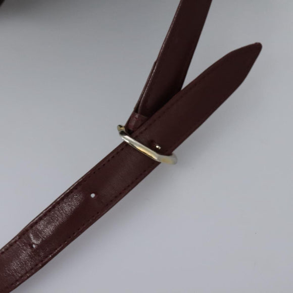 CARTIER Must Line Shoulder Bag Leather Bordeaux Gold Auth bs22994