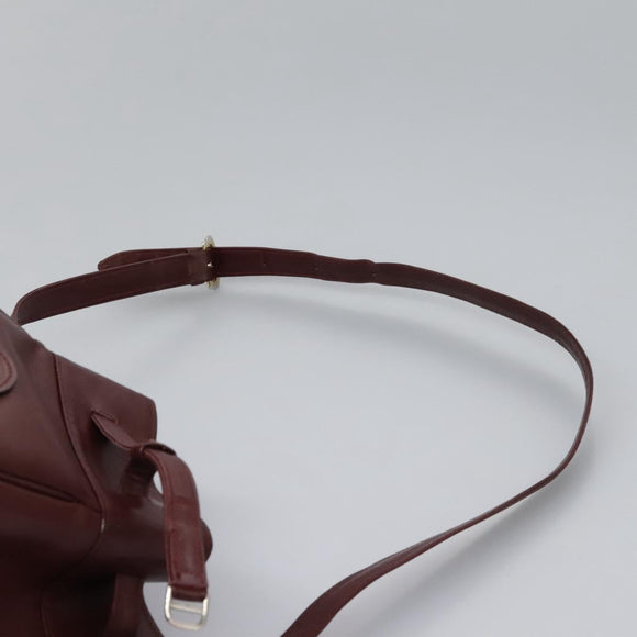 CARTIER Must Line Shoulder Bag Leather Bordeaux Gold Auth bs22994