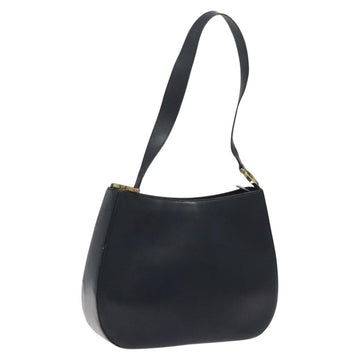 Salvatore Ferragamo Shoulder Bag Leather Navy Gold Auth bs22995