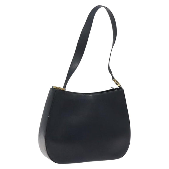 Salvatore Ferragamo Shoulder Bag Leather Navy Gold Auth bs22995