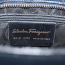Salvatore Ferragamo Shoulder Bag Leather Navy Gold Auth bs22995-12