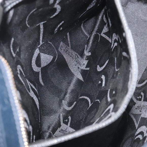 Salvatore Ferragamo Shoulder Bag Leather Navy Gold Auth bs22995