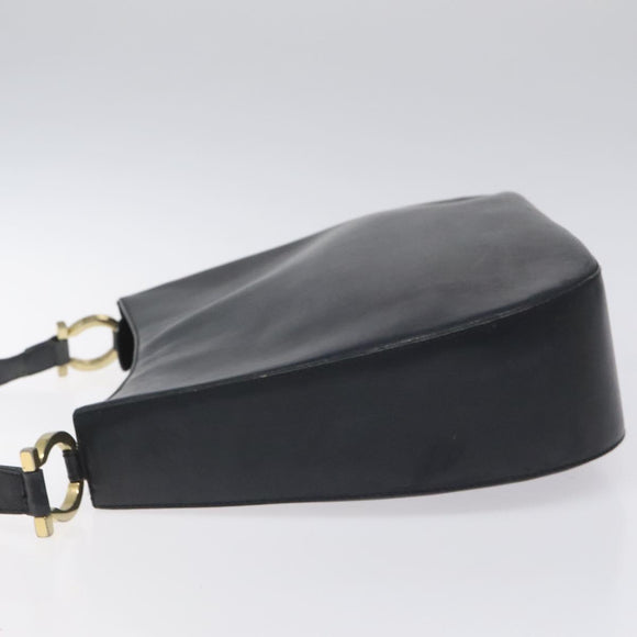 Salvatore Ferragamo Shoulder Bag Leather Navy Gold Auth bs22995