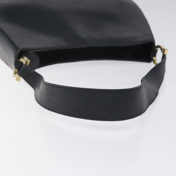 Salvatore Ferragamo Shoulder Bag Leather Navy Gold Auth bs22995