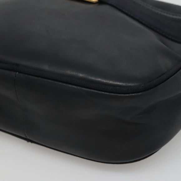 Salvatore Ferragamo Vala Shoulder Bag Leather Navy Gold Auth bs22996