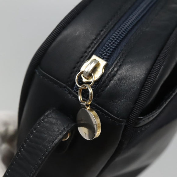 Salvatore Ferragamo Vala Shoulder Bag Leather Navy Gold Auth bs22996