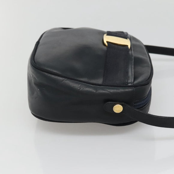 Salvatore Ferragamo Vala Shoulder Bag Leather Navy Gold Auth bs22996