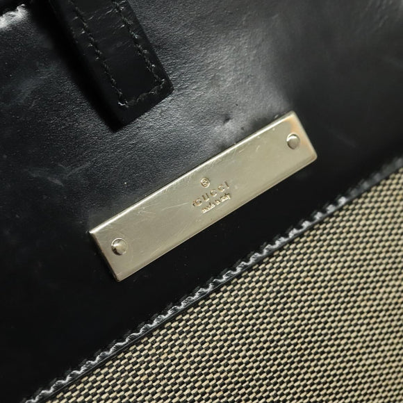GUCCI Tote Bag Canvas Leather Gray Black Silver 002 1122 Auth bs23009