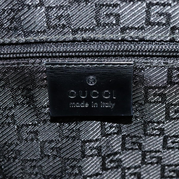 GUCCI Tote Bag Canvas Leather Gray Black Silver 002 1122 Auth bs23009