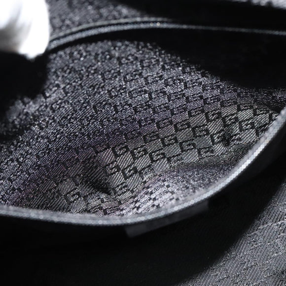 GUCCI Tote Bag Canvas Leather Gray Black Silver 002 1122 Auth bs23009