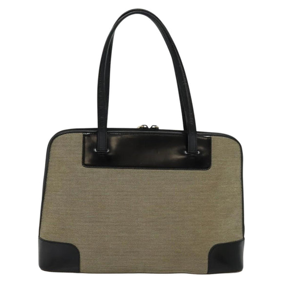 GUCCI Tote Bag Canvas Leather Gray Black Silver 002 1122 Auth bs23009